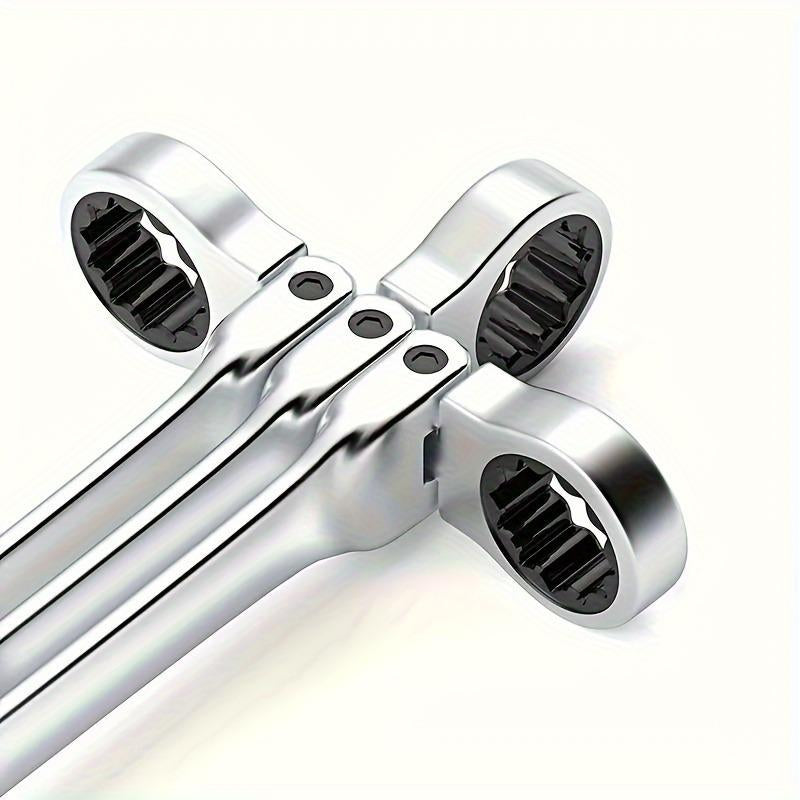 Flexible Head Ratchet Wrench Set, Ratcheting Wrench Set, Metric Chrome Vanadium Steel Combination Wrench Set, Hand Tools