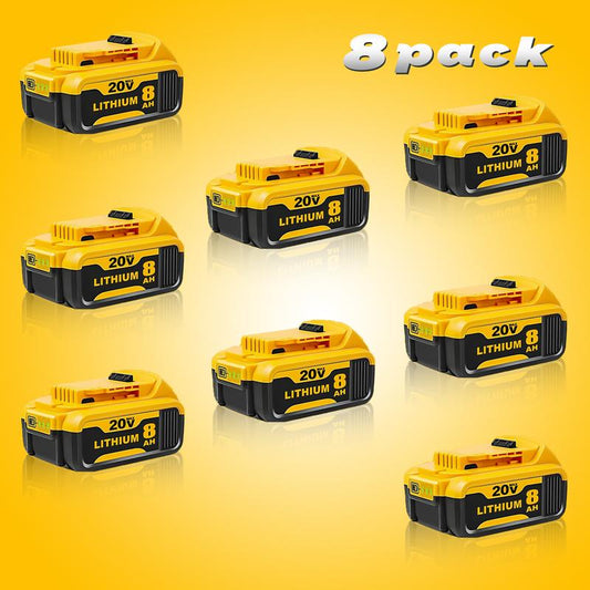 8-Pack 20V Max XR 8.0Ah Lithium-Ion Battery Pack by Dewalt DCB200 for 20V Tools - High Capacity and Exceptional Compatibility