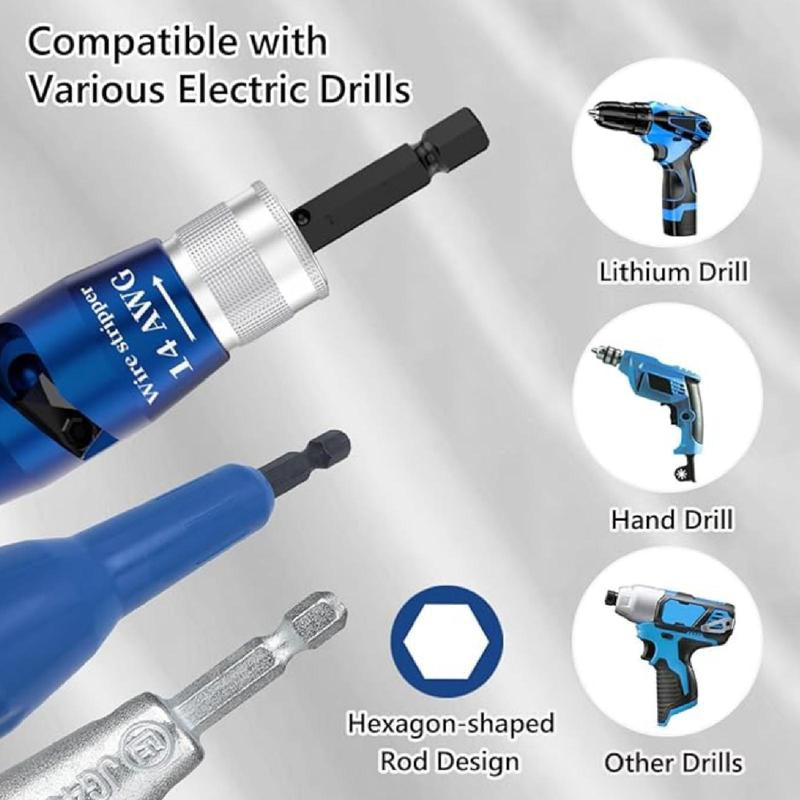 AWG Wire Stripper Tool, Wire Stripping & Twisting Tool, Wire Connectors, Electrical Tool & Power Tools Accessories, 6/8/10/12/14 Cable Quick Stripping Tools for Drill, Tools and Gadgets