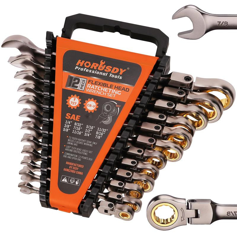 HORUSDY Flex-Head Ratcheting Combination Wrench Set Wrench Set Combination Wrench Tool Kit