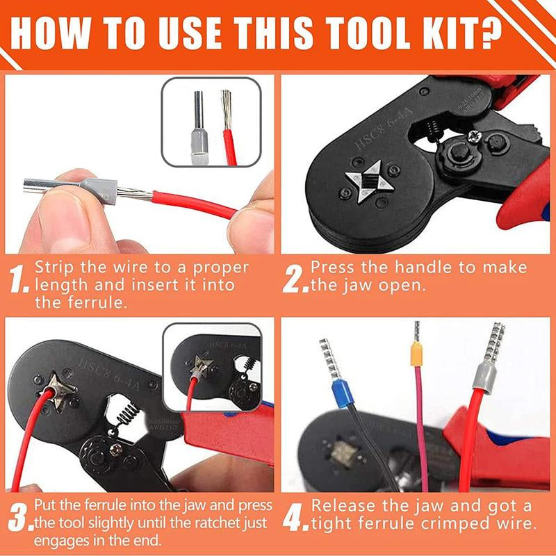 Multifunctional Wire Terminal Crimping Tool, 1 Set Wire Crimping Tool Kit, Wire Crimping Tool Kit with Box