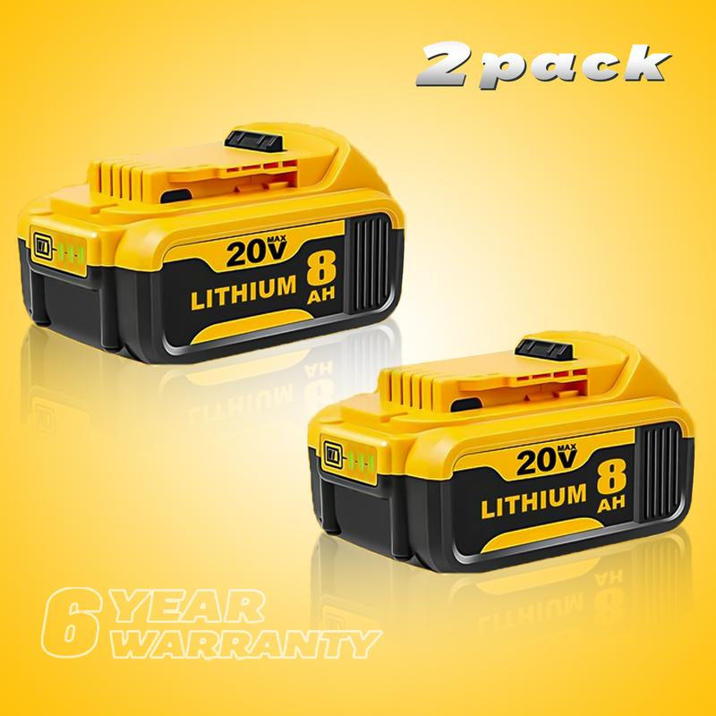 8-Pack 20V Max XR 8.0Ah Lithium-Ion Battery Pack by Dewalt DCB200 for 20V Tools - High Capacity and Exceptional Compatibility