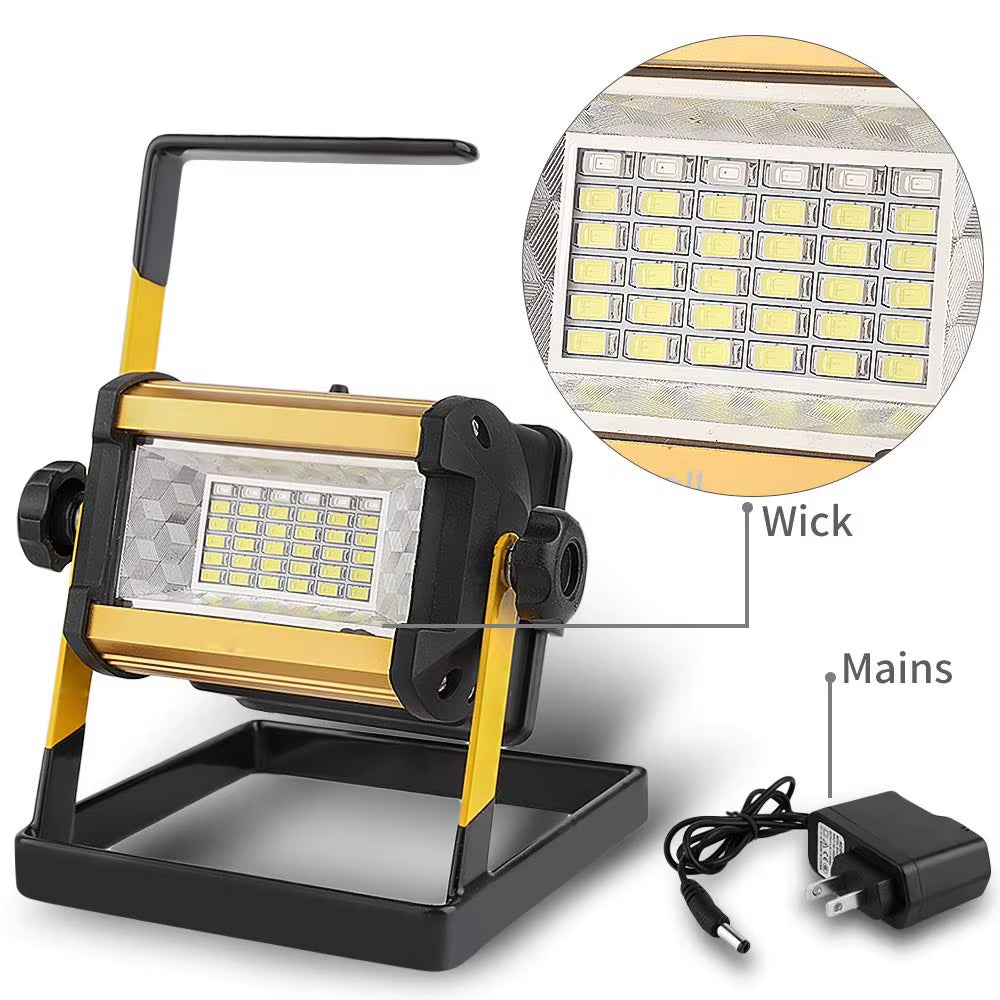 50W Flood Light Outdoor Portable LED Reflector Spotlight Rechargeable Projector Floodlight Construction Lamp