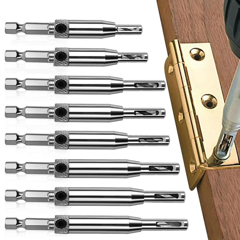 1 Set Self-Tapping Hinge Drill Bit with Hexagonal Wrench, Woodworking Drilling Tool, Hinge Drill Bit Set for Wood, Metal, Plastic