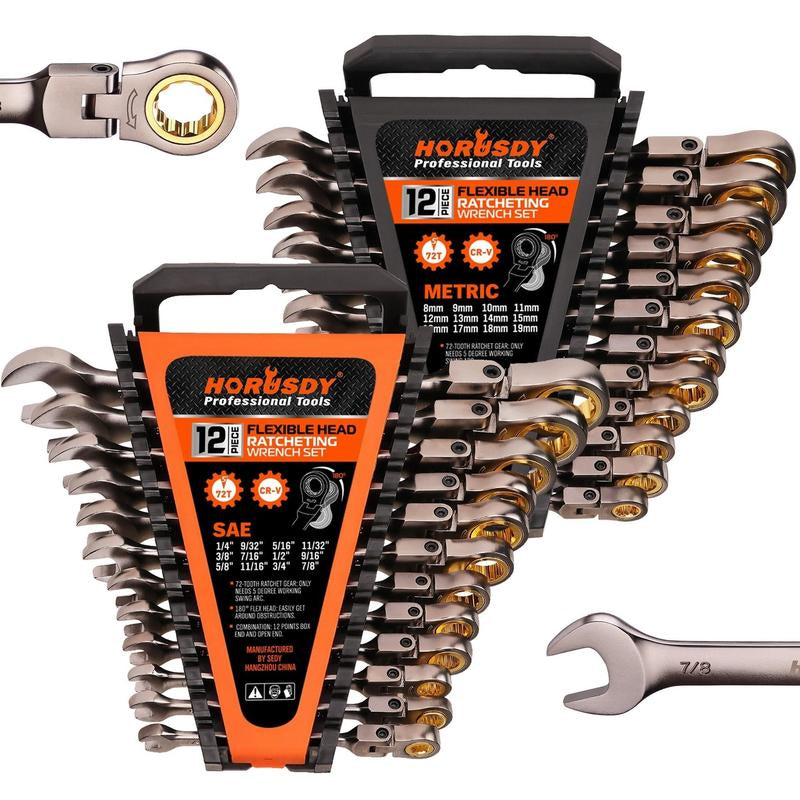 HORUSDY Flex-Head Ratcheting Combination Wrench Set Wrench Set Combination Wrench Tool Kit