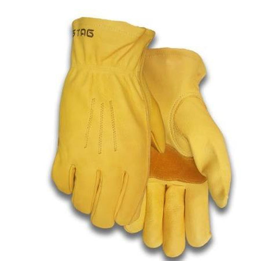 Golden Stag Work Gloves Men 257 Gardening Gloves Leather Work Gloves Patch Palm Yellow Leather for Men and Women