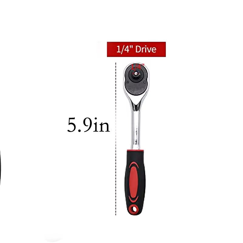 Drive Ratchet Handle, Professional Heavy Duty Ratchet Set, Quick-Release Reversible, Premium Chrome Vanadium Steel Construction