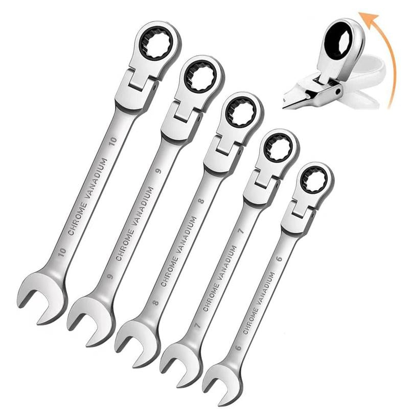 Flexible Head Ratchet Wrench Set, Ratcheting Wrench Set, Metric Chrome Vanadium Steel Combination Wrench Set, Hand Tools