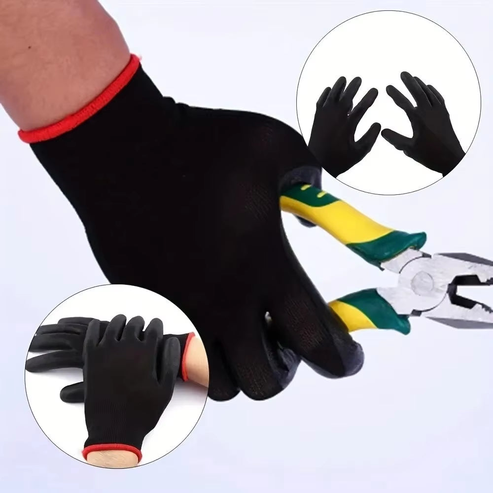 10 Pairs Durable Safety Gloves - Anti-Slip, Wear-Resistant, ESD Protection for Gardening & Woodworking