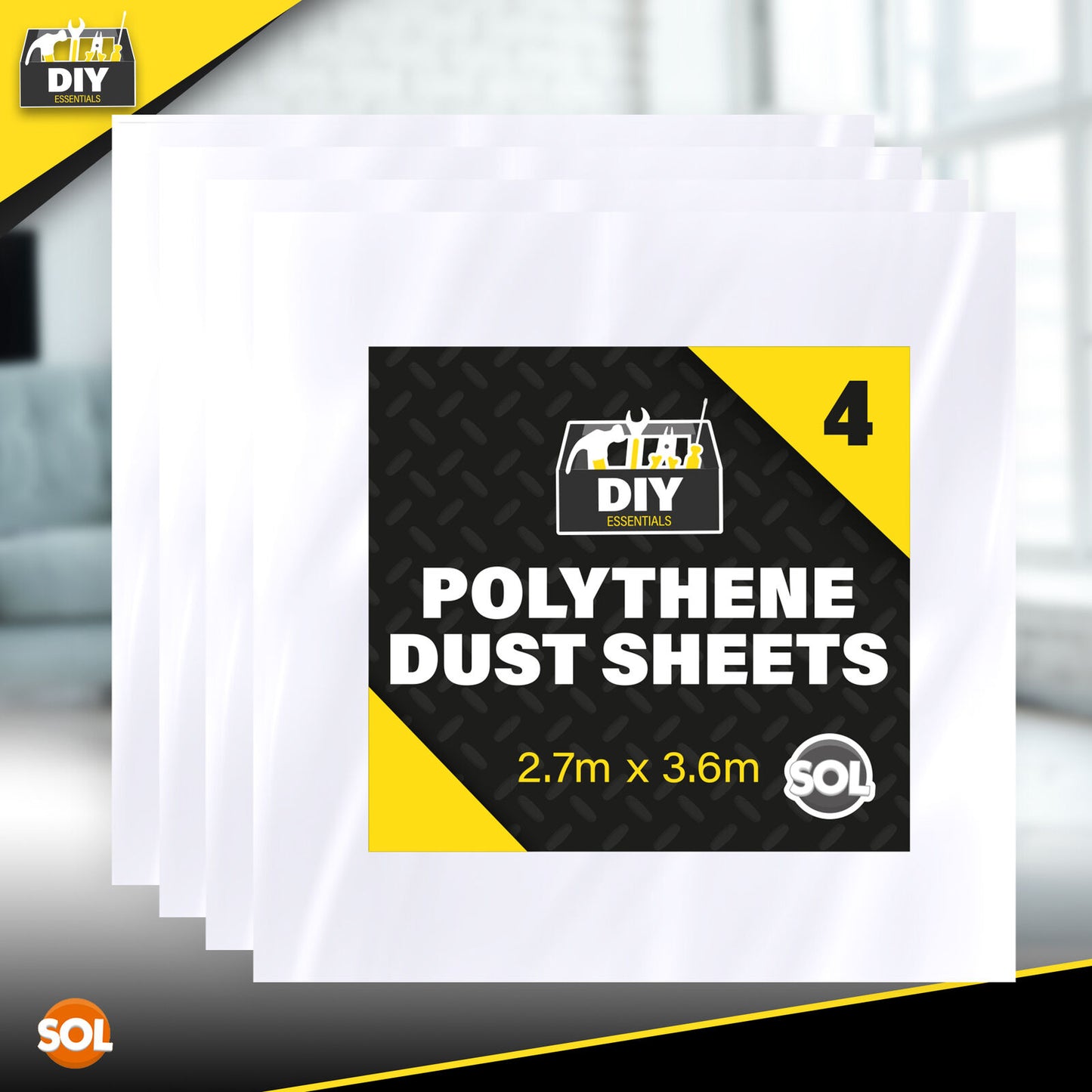 4-16 Large Dust Sheets 3.6M Decorating Painters Clear Plastic Polythene Covers