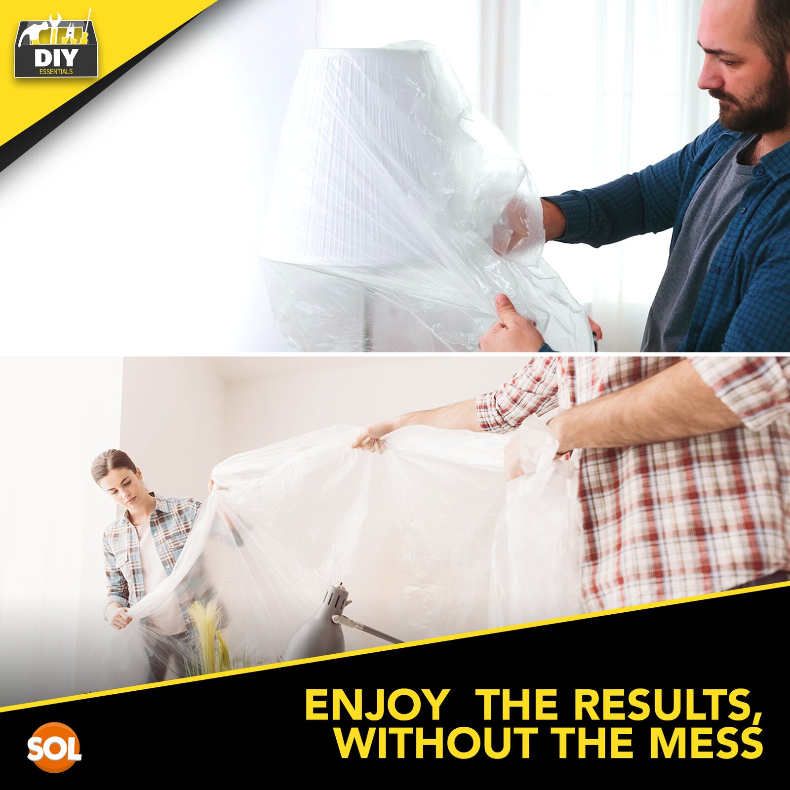 4-16 Large Dust Sheets 3.6M Decorating Painters Clear Plastic Polythene Covers