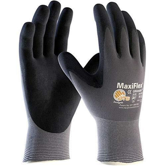 Maxiflex 34-874 Nitrile Coated Nylon/Elastane Gloves - Maxiflex 34-874 Seamless Knit Nylon Glove with Nitrile Coated Micro-Foam Grip on Palm and Fingers Dozen Cleaning - Pack of 12 Pairs