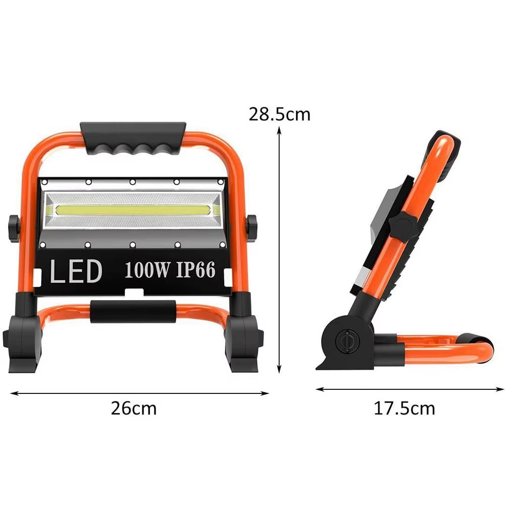 100W LED Rechargeable Work Site Od Light Mobile Portable IP66 Camping Lamp UK