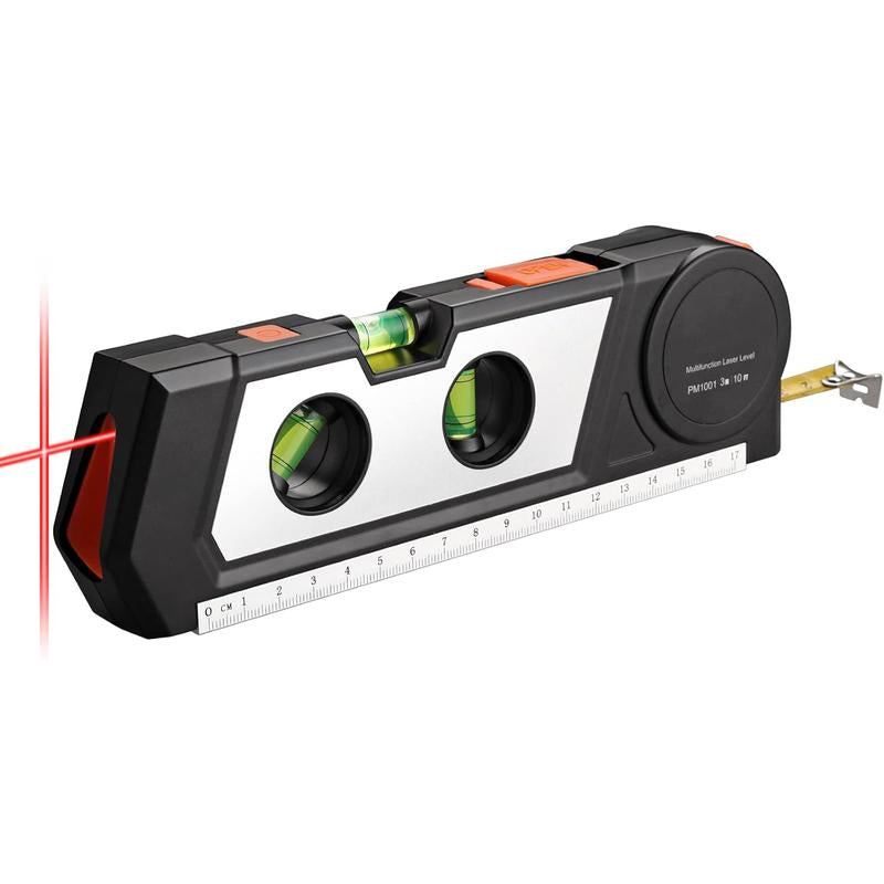 Neoteck Laser Line Level (Class 2 Laser, Power Output<1Mw) with 3M/9.8Ft Measure Tape Ruler Leveling Bubble Horizontal Vertical Cross Line Laser Tool for Hanging Pictures Cabinets Tile Walls