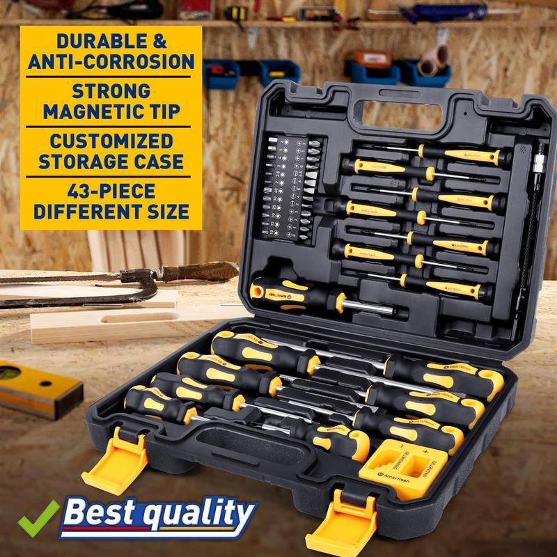 Magnetic Screwdriver Tools Set with Storage Case, Construction Tools, Slotted Phillips Hex Torx Bits Precision Screwdriver Rod Tool Set, Automotive Mechanic Tools, Summer Essentials