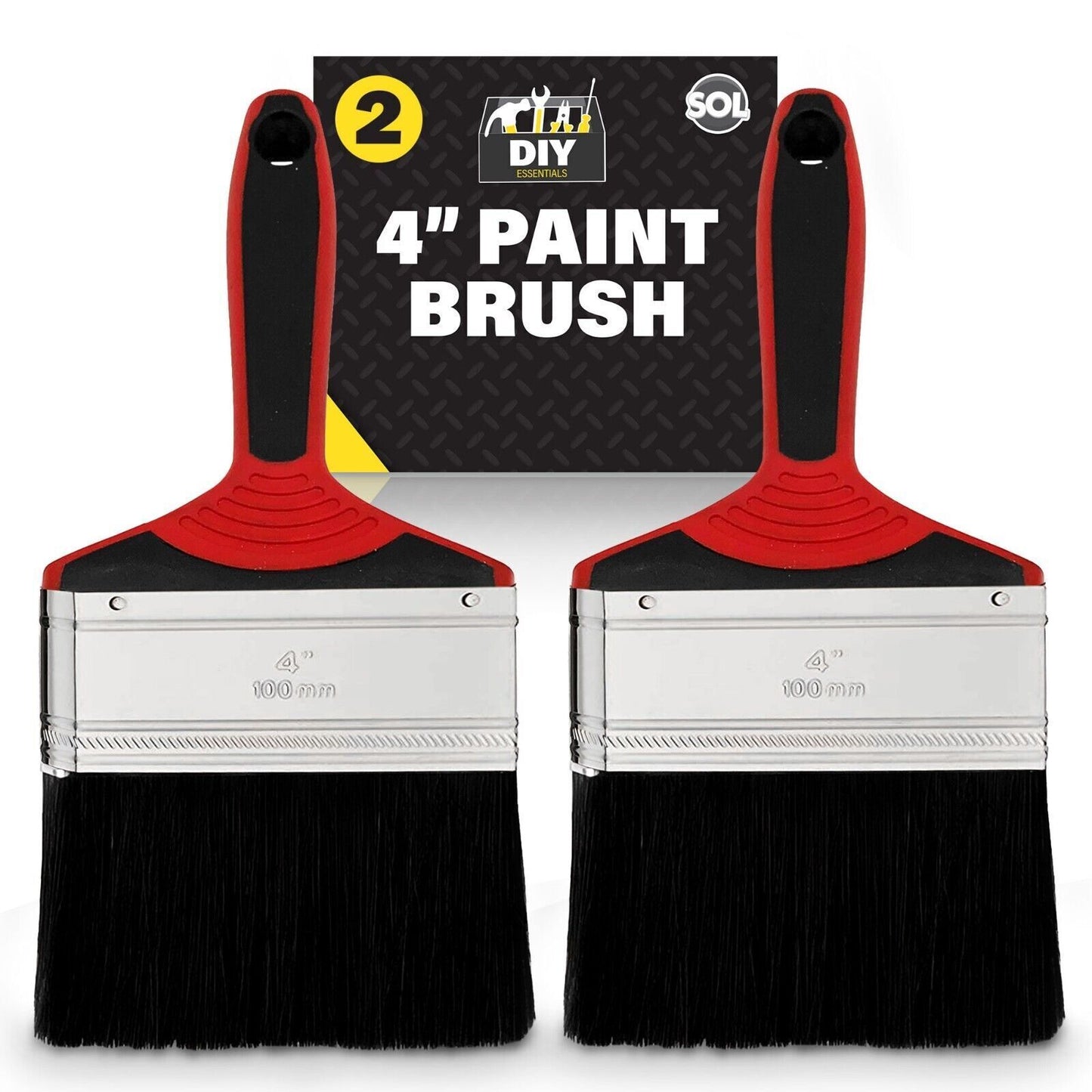 2X 4 Inch Paint Brush 4" Brushes Wall Fence Decorating Painting Professional Set