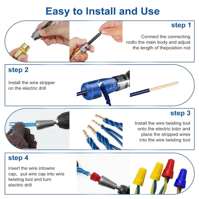 AWG Wire Stripper Tool, Wire Stripping & Twisting Tool, Wire Connectors, Electrical Tool & Power Tools Accessories, 6/8/10/12/14 Cable Quick Stripping Tools for Drill, Tools and Gadgets