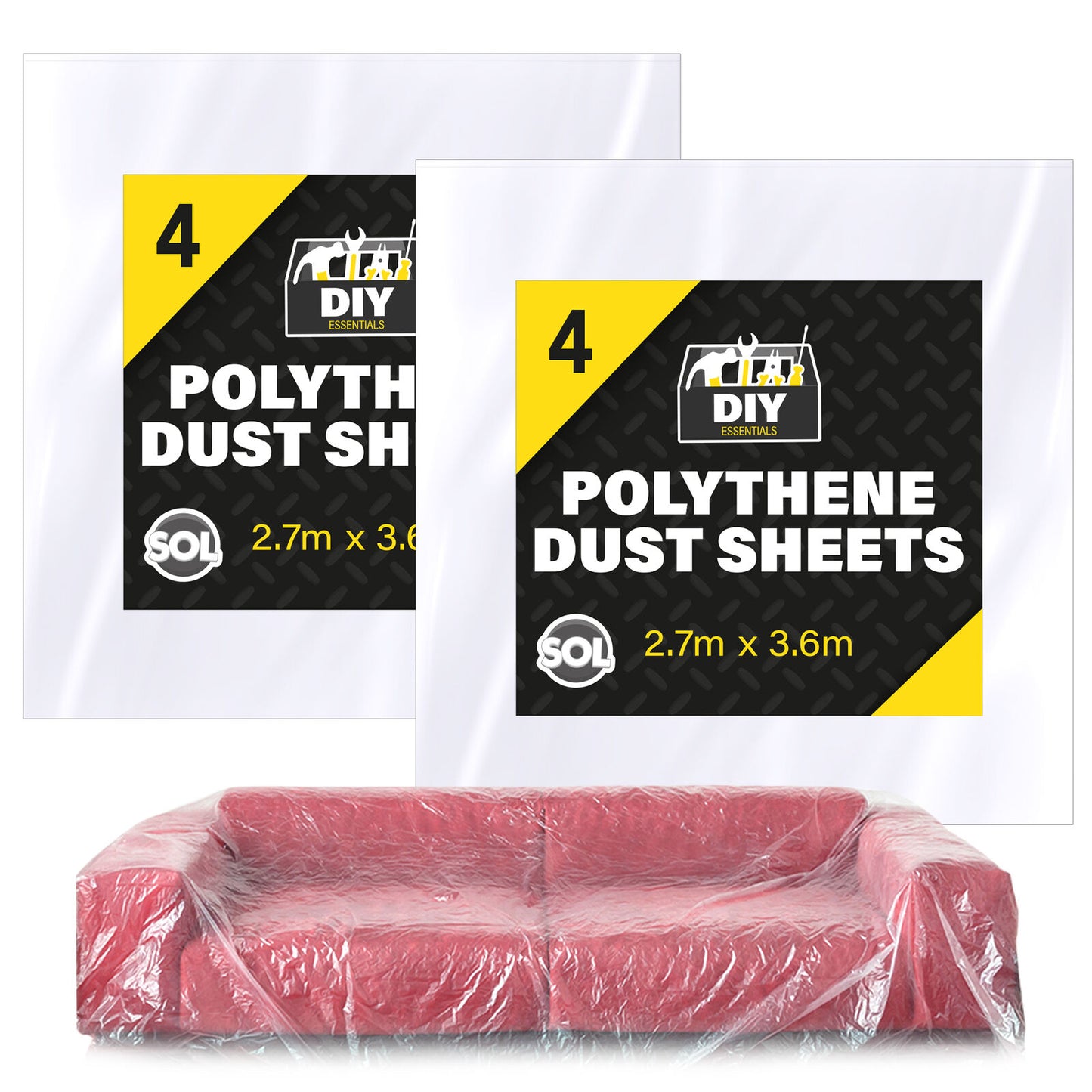 4-16 Large Dust Sheets 3.6M Decorating Painters Clear Plastic Polythene Covers