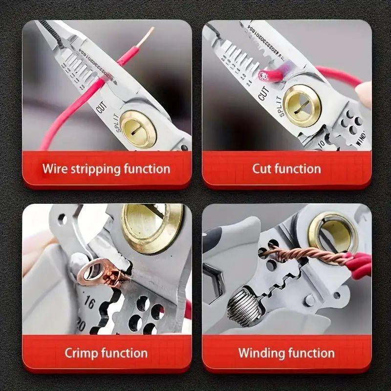 9 in 1 Sharp Cutting & Stripping Pliers Tools, Work Equipment for Men, Cool Mechanic Tools, Multifunctional Labor-Saving Quick Stripping Pliers Tool for Spring, Thick Spring Stripping Pliers for Mechanical Maintenance