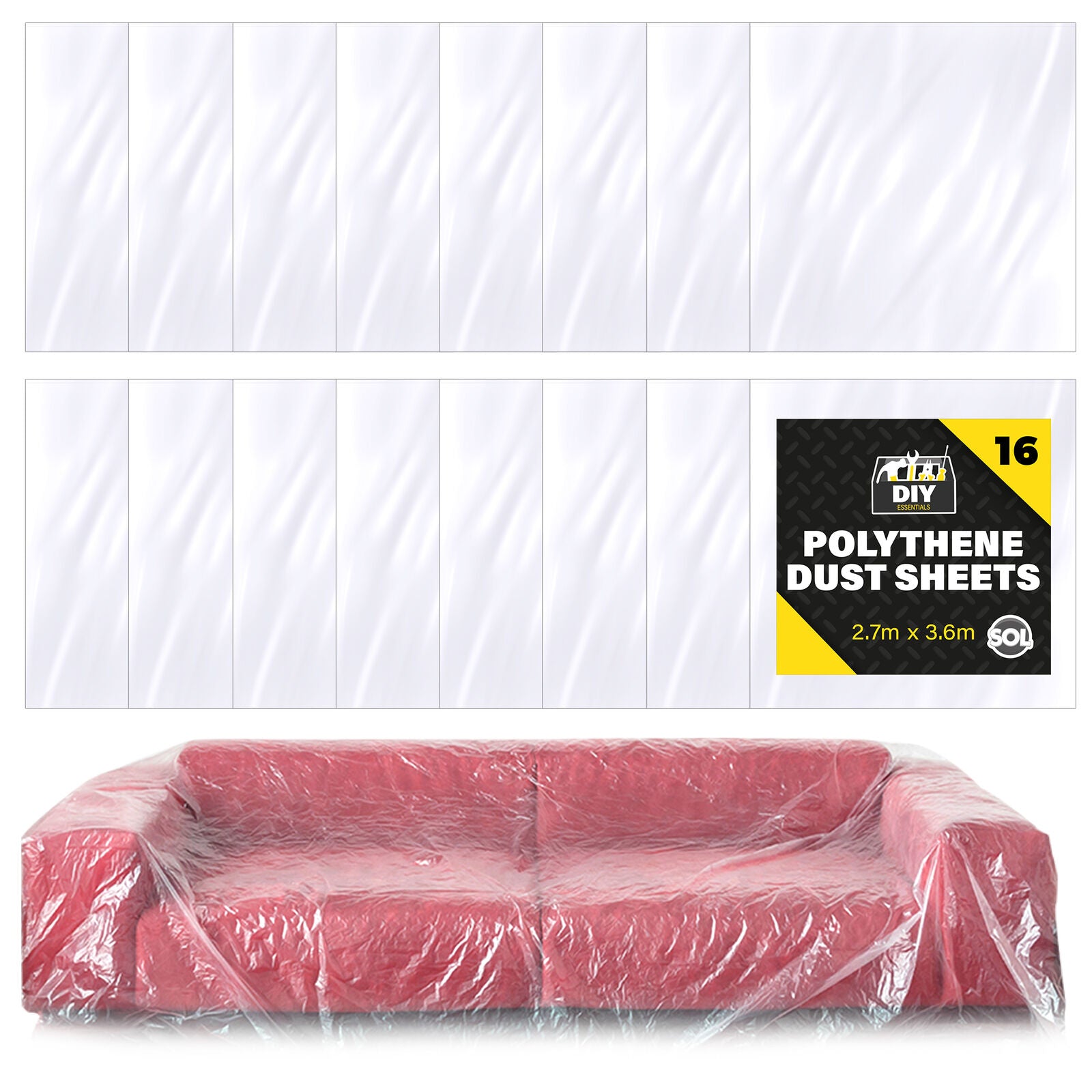 4-16 Large Dust Sheets 3.6M Decorating Painters Clear Plastic Polythene Covers