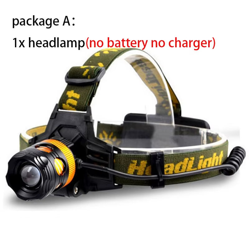 2 Leds Fishing Headlamp 18650 Headlight Head Torches Lamp Light Frontal Flashlight Yellow Blue Night Outdoor Camping Lighting