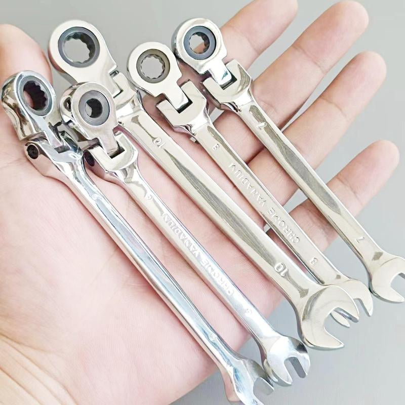 Flexible Head Ratchet Wrench Set, Ratcheting Wrench Set, Metric Chrome Vanadium Steel Combination Wrench Set, Hand Tools