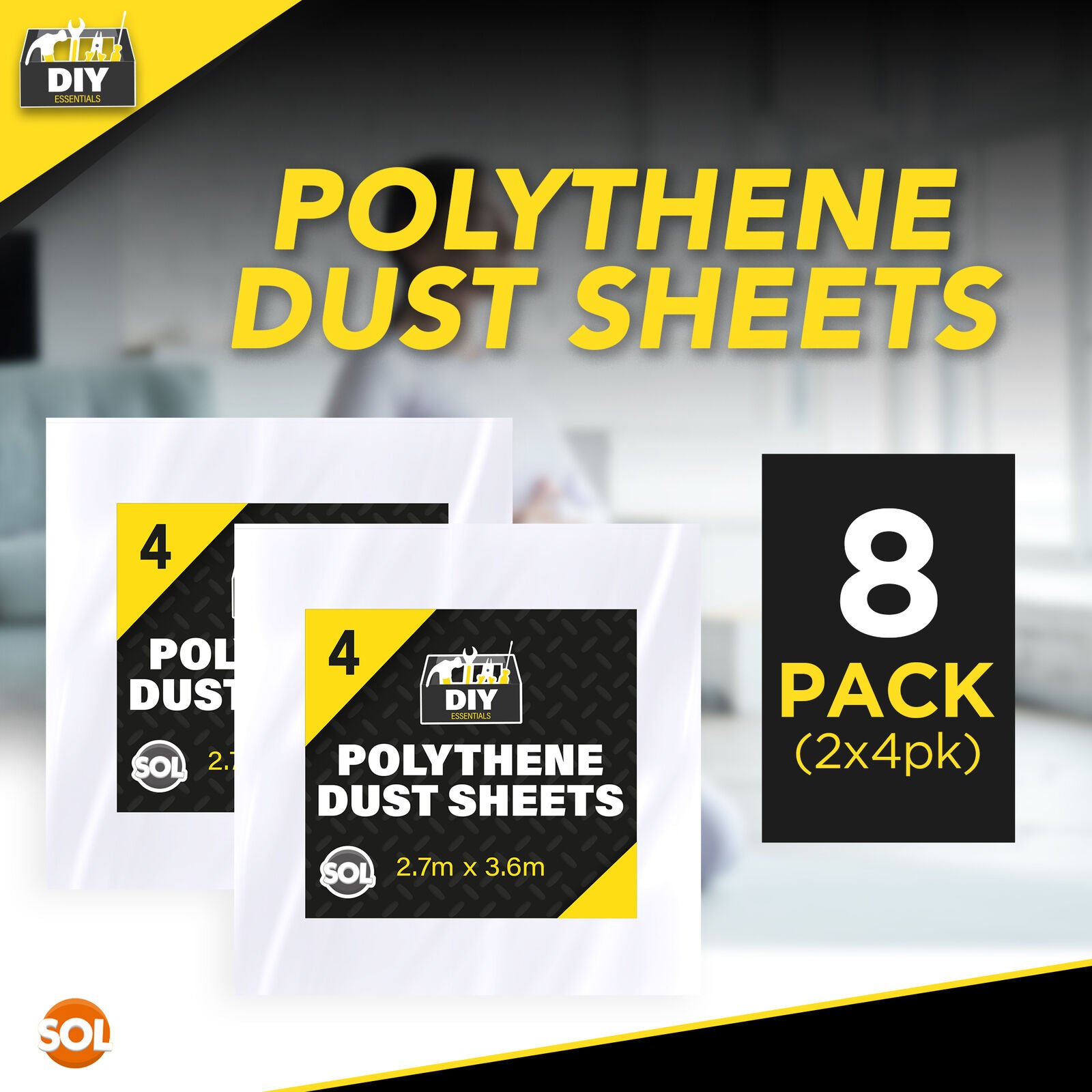 4-16 Large Dust Sheets 3.6M Decorating Painters Clear Plastic Polythene Covers