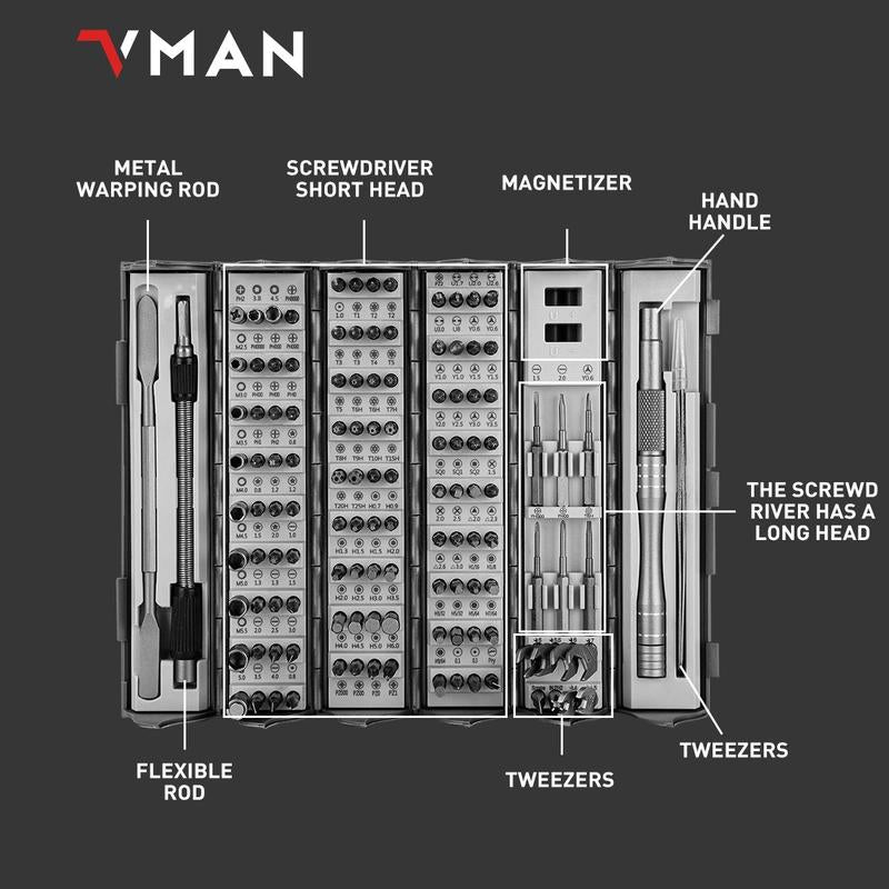 128-In-1 Precision Screwdriver Set, 1 Set Portable Repair Tool Set, Professional Multi-Tool Kit with S2 Magnetic Screwdriver Bits for Computers, Phones, Watches, Gift Sets for Men