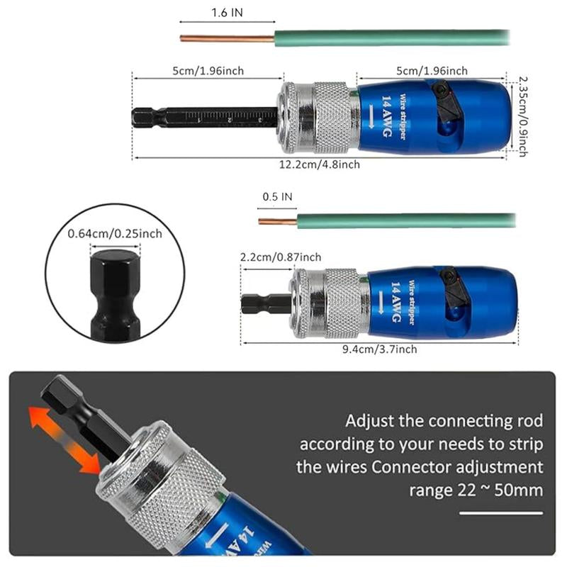 AWG Wire Stripper Tool, Wire Stripping & Twisting Tool, Wire Connectors, Electrical Tool & Power Tools Accessories, 6/8/10/12/14 Cable Quick Stripping Tools for Drill, Tools and Gadgets