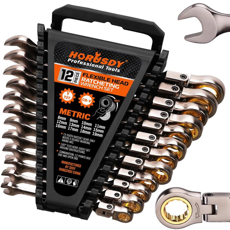 HORUSDY Flex-Head Ratcheting Combination Wrench Set Wrench Set Combination Wrench Tool Kit