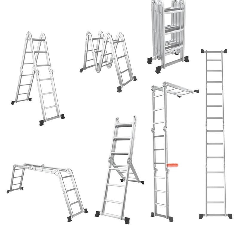 7-In-1 12 Ft Tall Folding Step Ladder, Max Load 330 Lbs, Lightweight Multi-Purpose Aluminium Ladder with Safety Locking Hinge, Heavy Duty