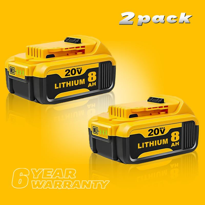 8-Pack 20V Max XR 8.0Ah Lithium-Ion Battery Pack by Dewalt DCB200 for 20V Tools - High Capacity and Exceptional Compatibility